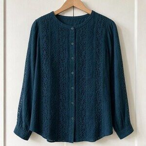 Teal Tie Neck Blouse